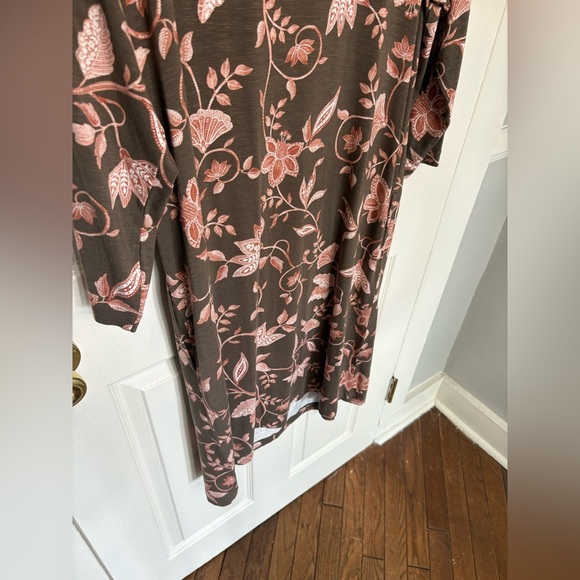 J.Jill 3/4 Sleeve Stretch Knit Dress in Brown & Pink Floral | Size Medium - Picture 10 of 12